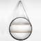 33" Metal & Wood Round Hanging Wall Shelf With Strap